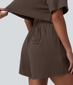 Combinaison-short casual henley à manches courtes avec poches — Easy Peasy