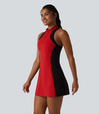 Halara UltraSculpt™ Robe sport mini de golf à col cheminée, soutien-gorge intégré, dos nageur et colorblock