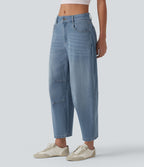 Jean Barrel 7/8 taille basse Halara Flex™ avec poches zippées