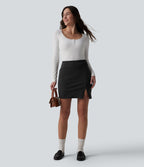 Jupe mini moulante 2-en-1 de travail DayStretch taille haute