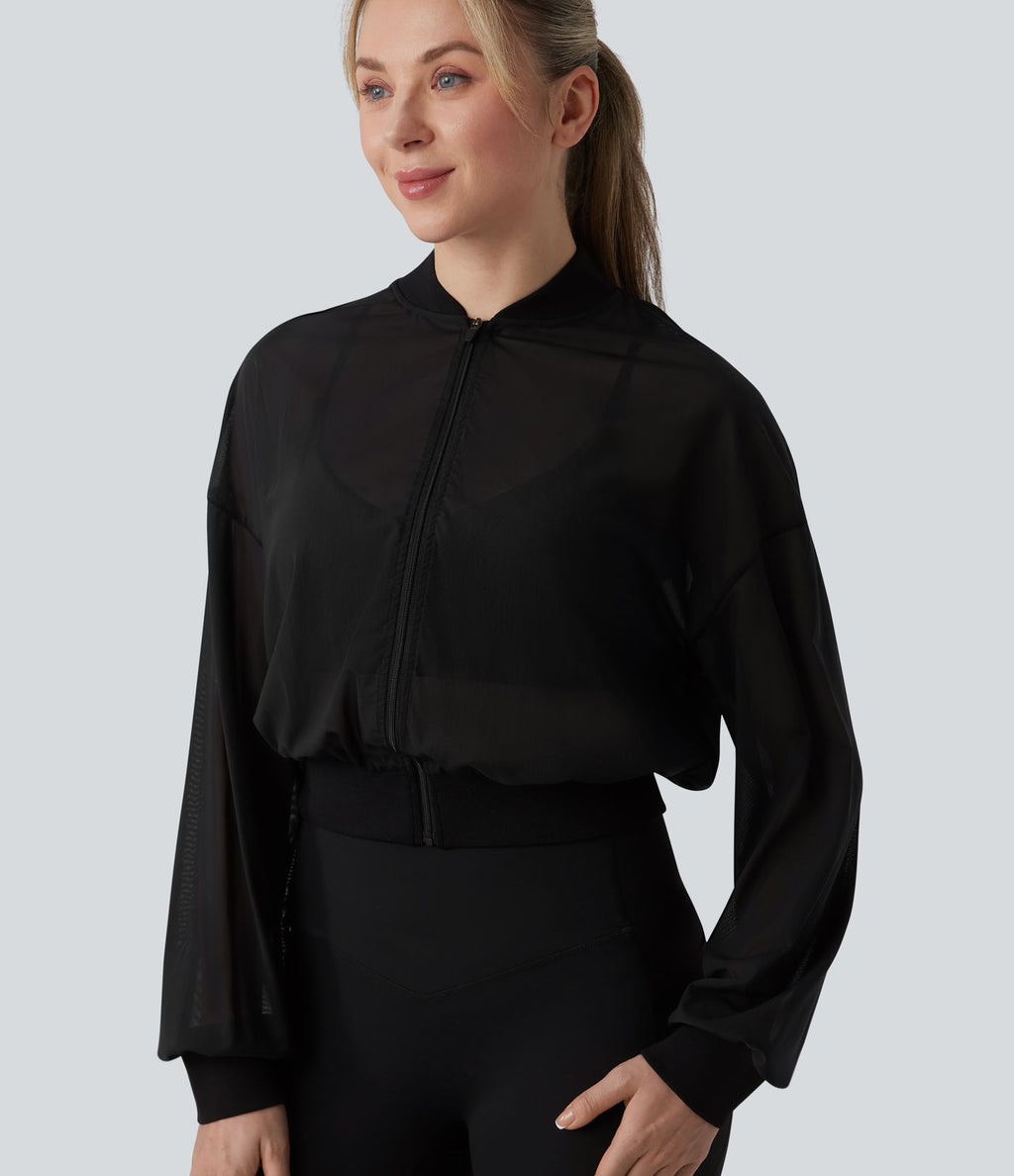 Veste bomber yoga mesh manches longues