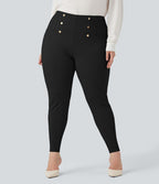 Legging de travail gainant taille haute grande taille motif chevrons avec poches