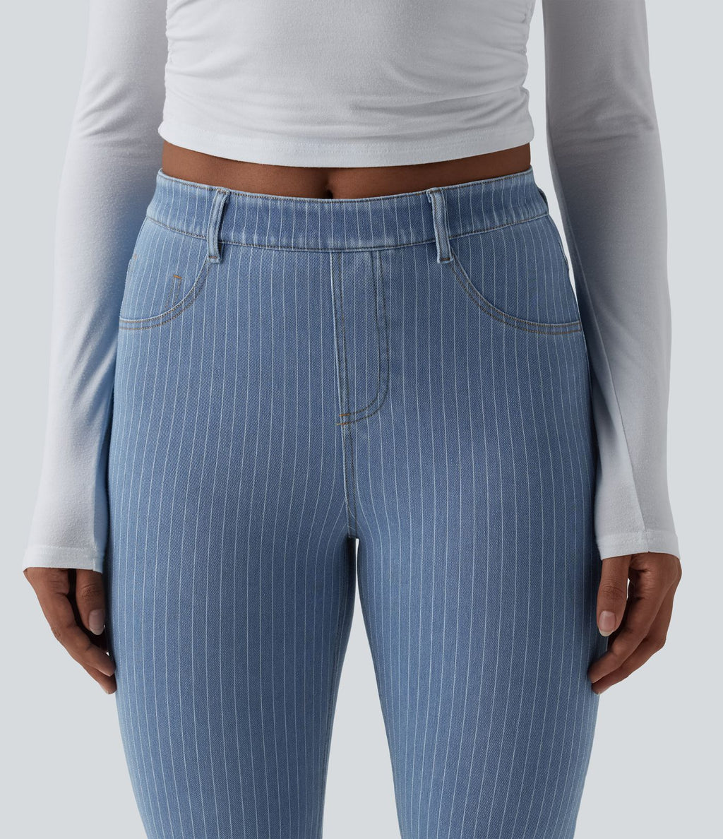 Jean Halara Flex™ mi-taille évasé à rayures décontracté avec poches
