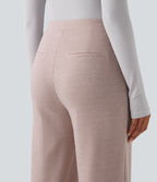 Pantalon tailleur taille haute à coupe droite pied-de-poule avec poches Halara Flex™