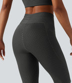Legging de yoga taille haute en sergé rayé avec cordon de serrage et poches