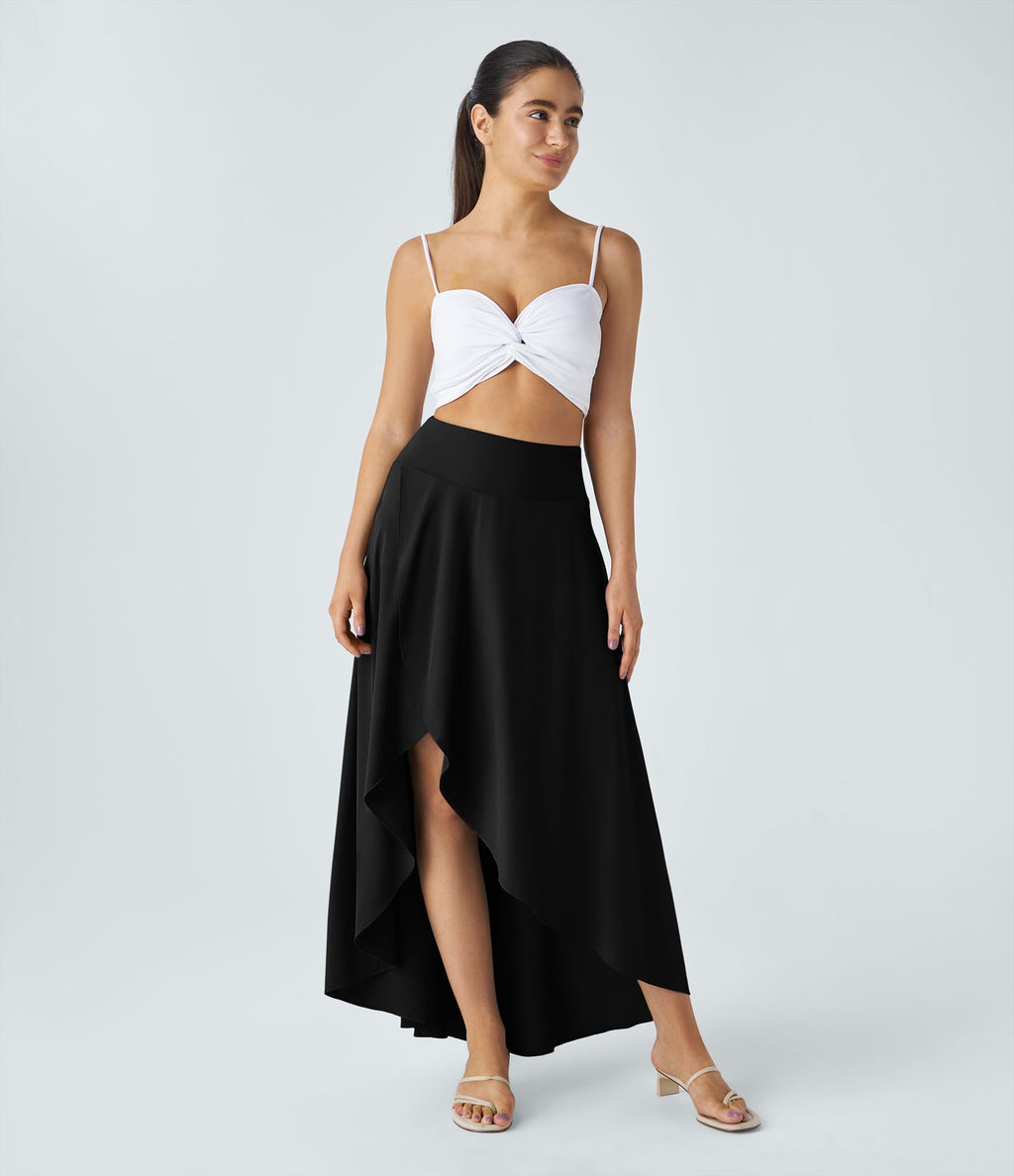 Jupe Longue Casual Breezeful™ Taille Haute à Volants 2en1 Fluide Sèchement Rapide Quotidien Maxi