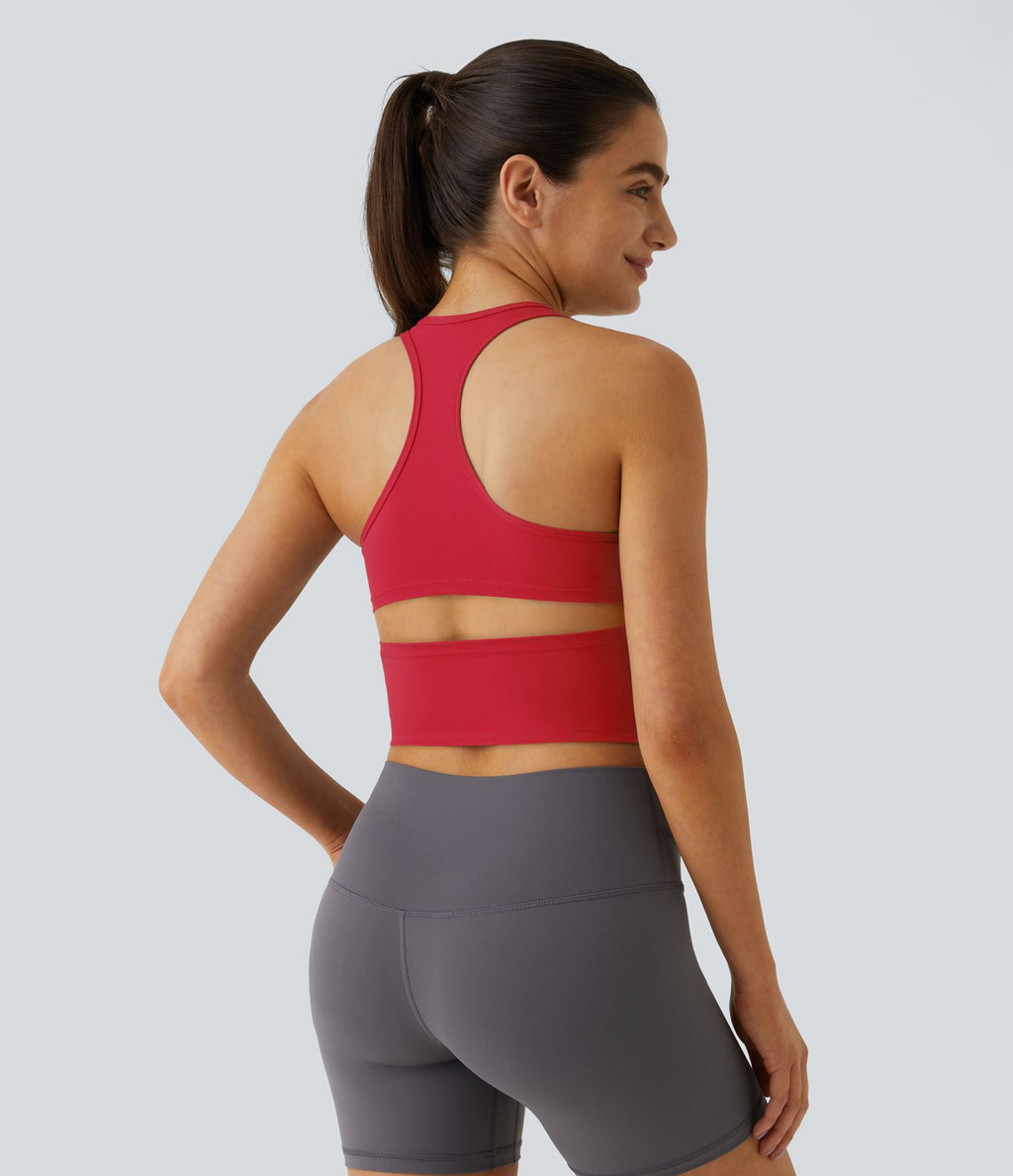 Softlyzero™ Plush Plus Débardeur Yoga Crop à Col U Plongeant Dos Nu Dos Nageur Découpé - UPF50+