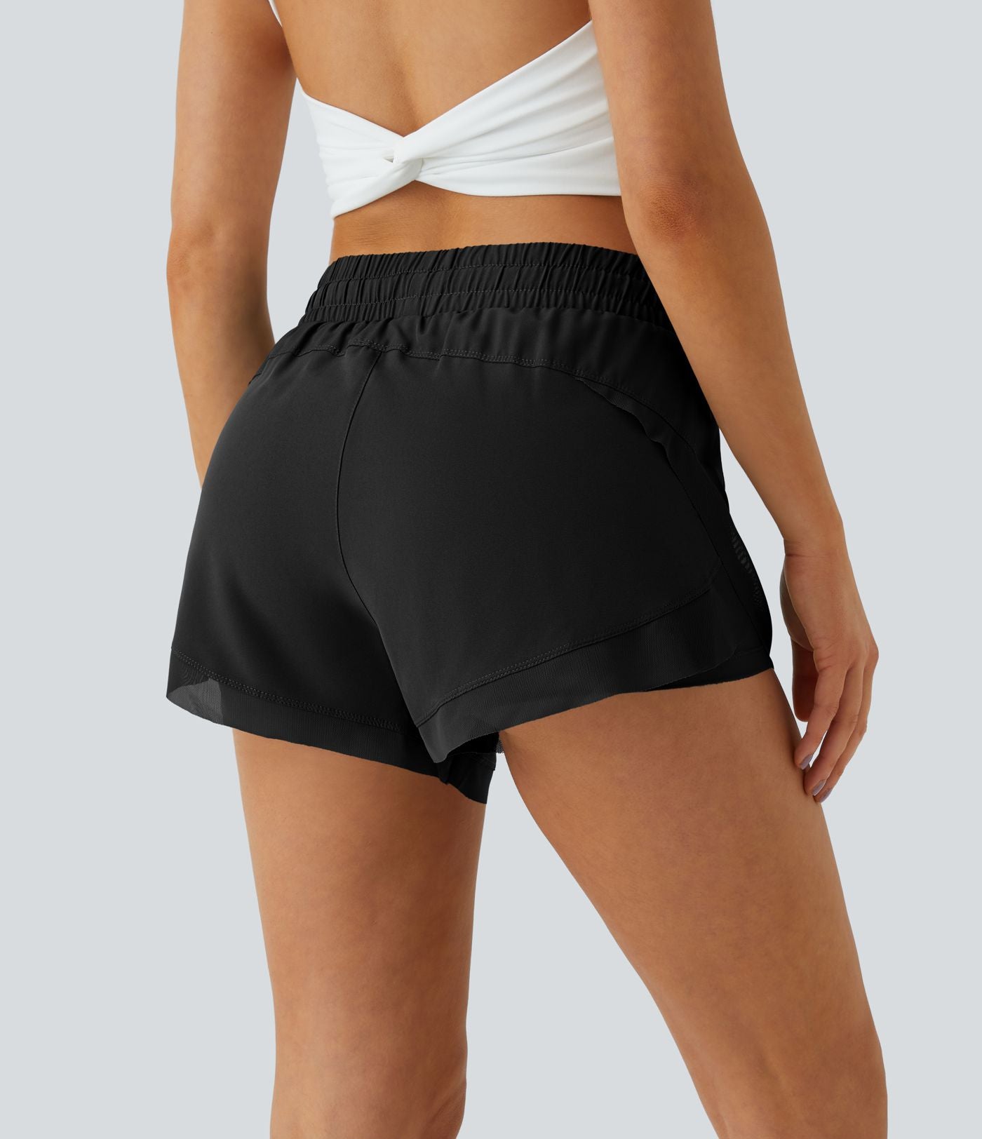 Shorts Running 7,5cm 2 en1 Taille Mi-Haute Cordon de Serrage Empiècement Mesh Contrastant