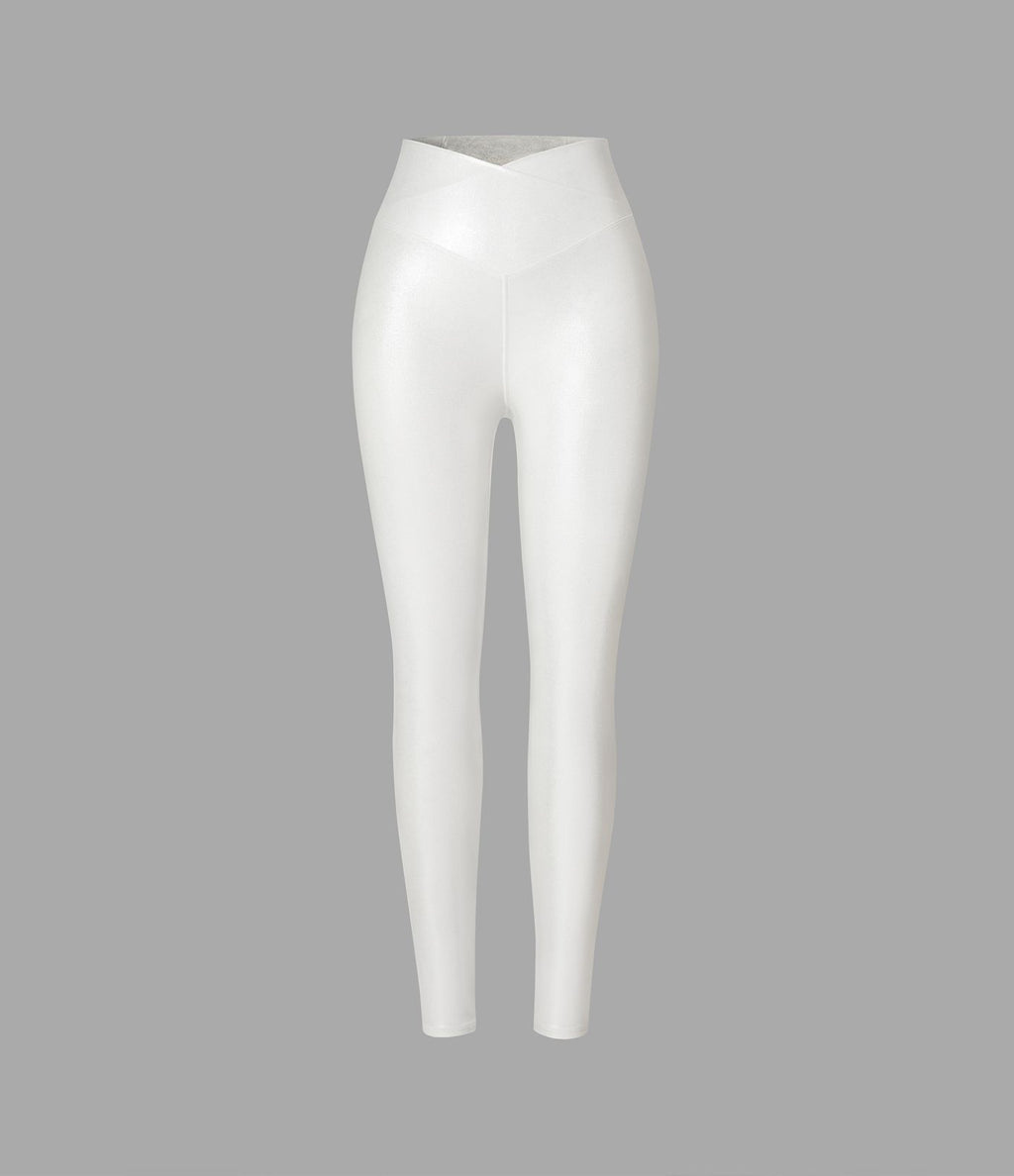 Legging de yoga SoftlyZero™ en simili stretch avec taille croisée, imprimé métallisé et poche arrière