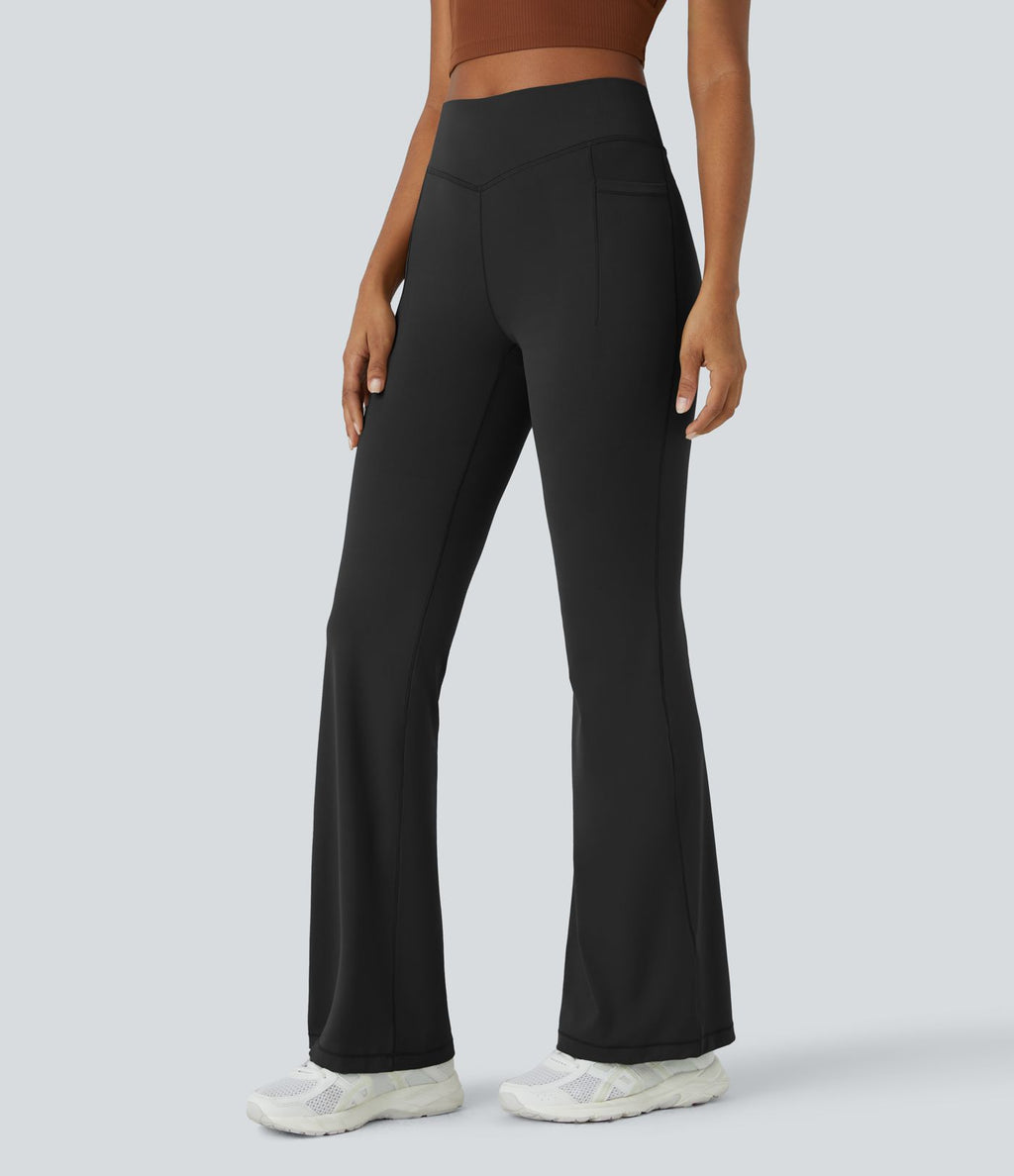 Pantalon évasé pleine longueur de course gainant taille mi-haute avec poches Halara UltraSculpt™