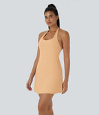 Softlyzero™ Plush Robe Sport Mini 2-en-1 à Poches Dos Nu et Col Halter