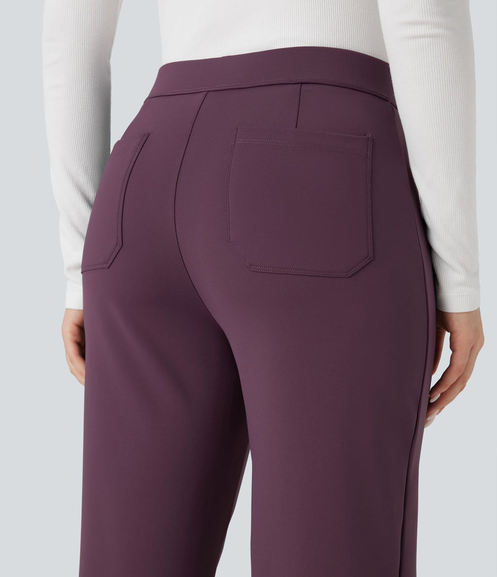 Pantalon tailleur thermique SoftlyZero™ Plush coupe droite ourlet fendu taille mi-haute avec poches