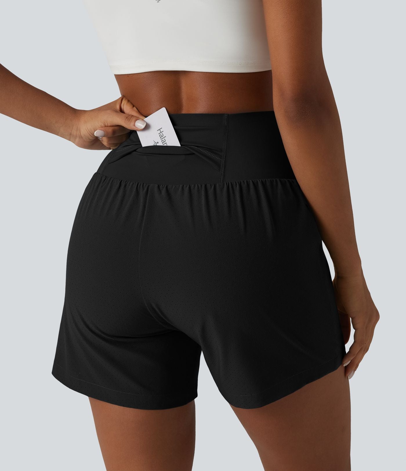 Short de yoga 2 en 1 taille très haute ventre plat séchage rapide 12,5 cm avec poches
