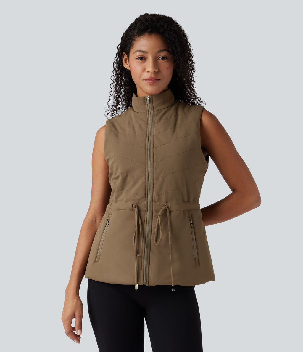 Veste polaire PuffFlex 3-en-1 à col montant et manches longues avec passe-pouces et gilet matelassé avec poches