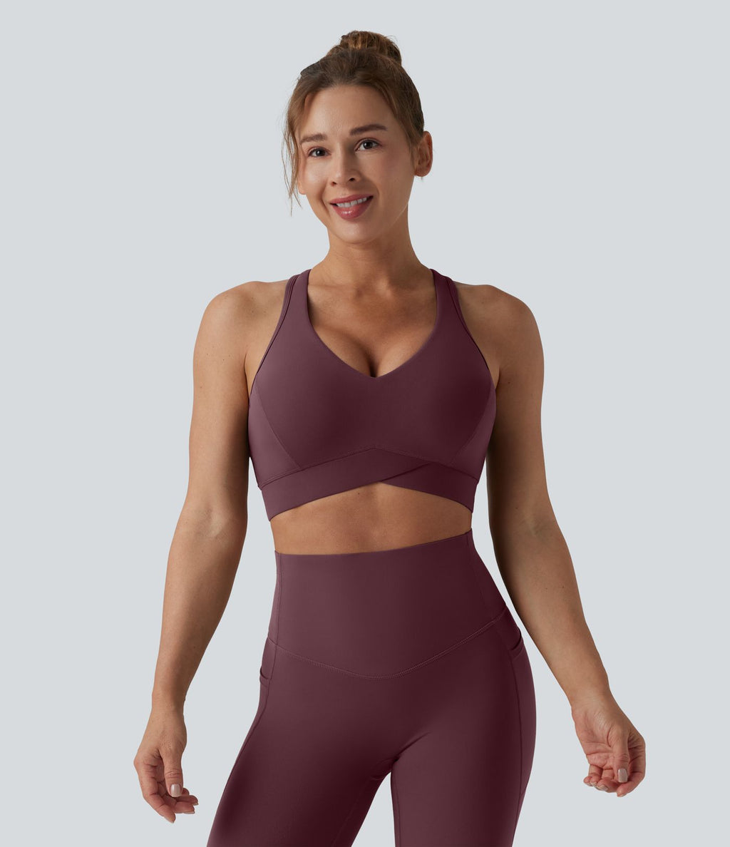 Brassière de sport running Halara UltraSculpt™ maintien léger col V dos nageur bonnets E-G