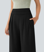 Pantalon large très taille haute gainant avec poches