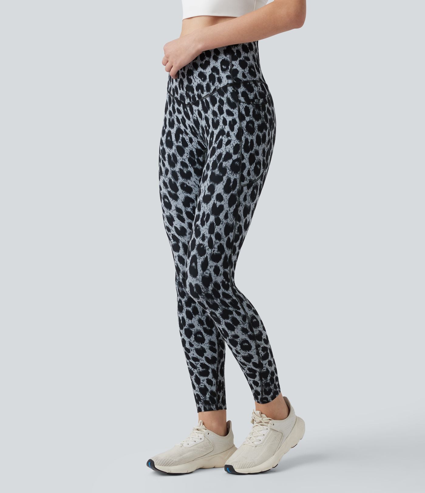 Legging de yoga gainant taille haute imprimé léopard avec poches Halara UltraSculpt™