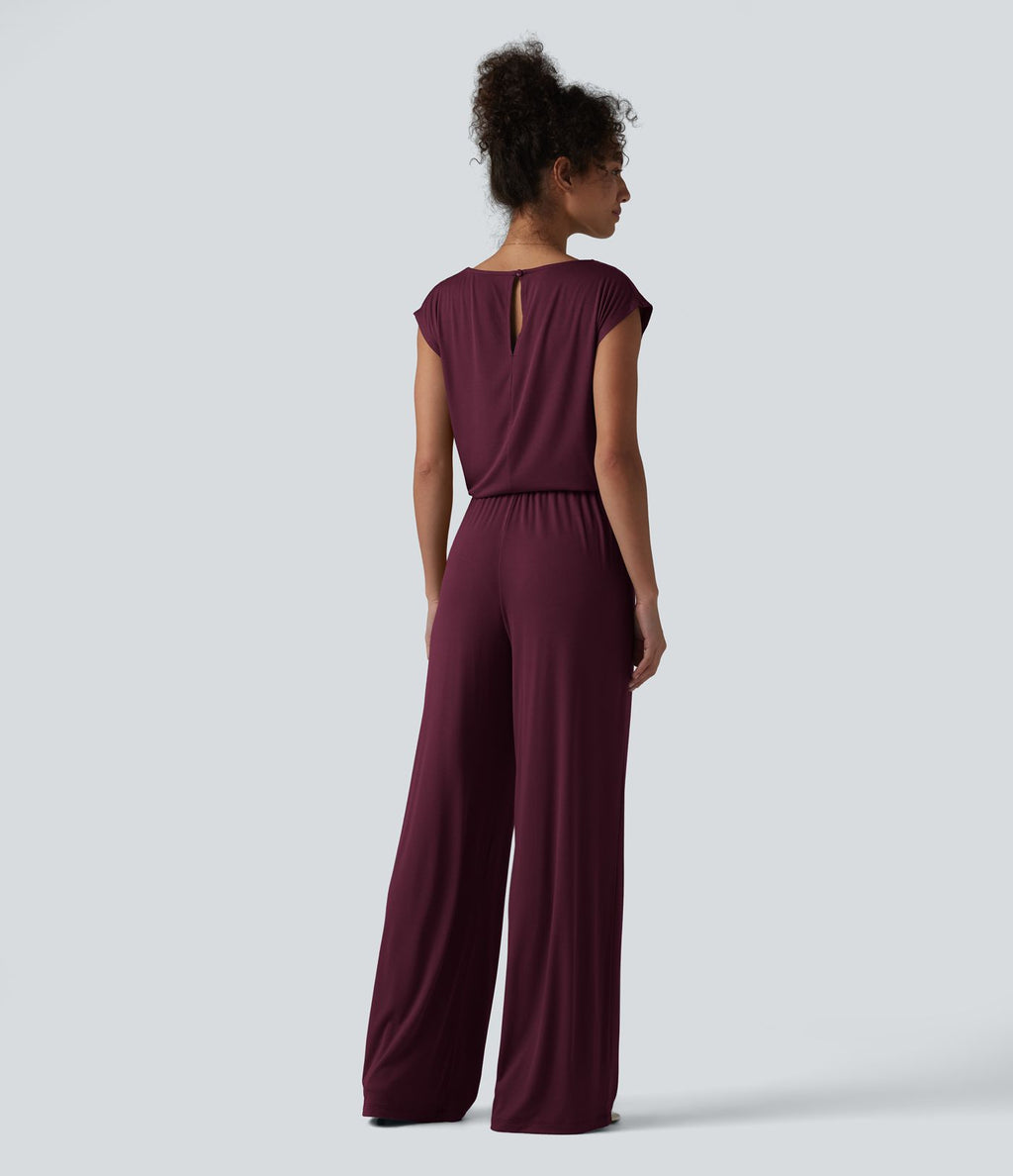 Combinaison casual sans manches col V cordon de serrage avec poches - Easy Peasy