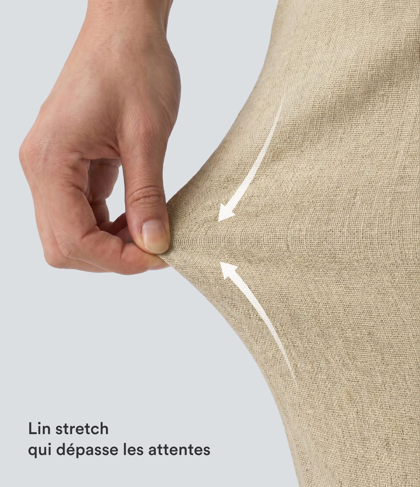 Pantalon large casual en lin stretch taille haute ventre plat avec poches