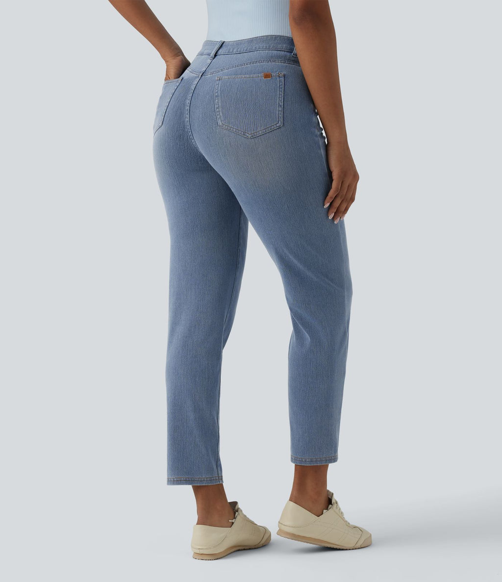 Jean 7/8 Halara Flex™ asymétrique casual taille haute avec poches