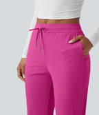 Pantalon de golf fuselé, taille mi-haute, cordon, ourlet courbé, séchage rapide, avec poches—UPF40+