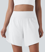 SoftlyZero™ QuickDry Short running 2-en-1 gainant taille haute à pois réfléchissants et ourlet croisé 17,5 cm avec poches