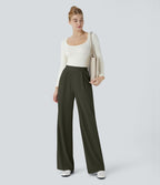 Halara Flex™ Pantalon Tailleur Évasé à Taille Haute Sculptant la Silhouette avec Poches Latérales Micro Waffle