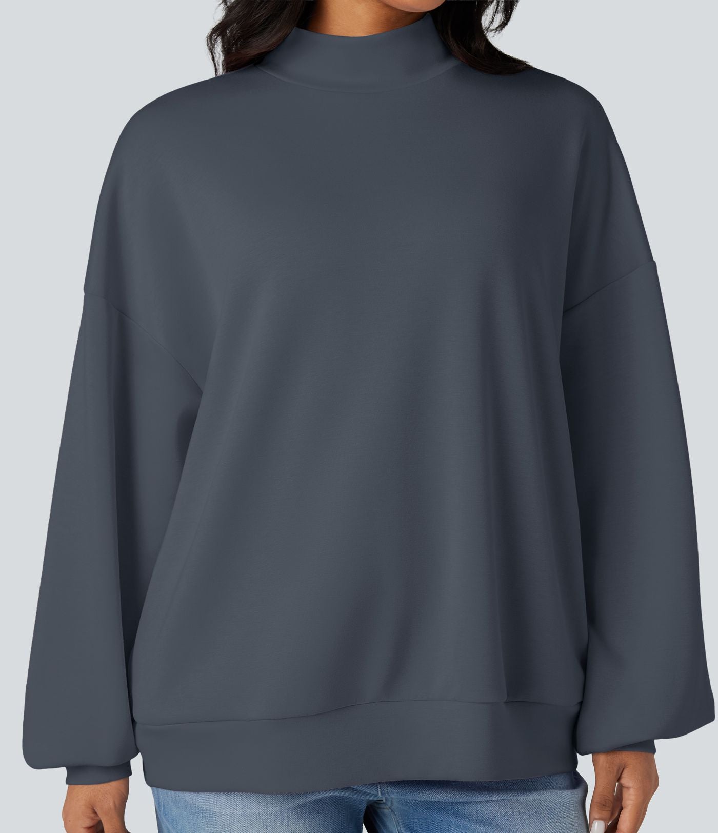 Sweatshirt casual col montant coupe décontractée avec poches