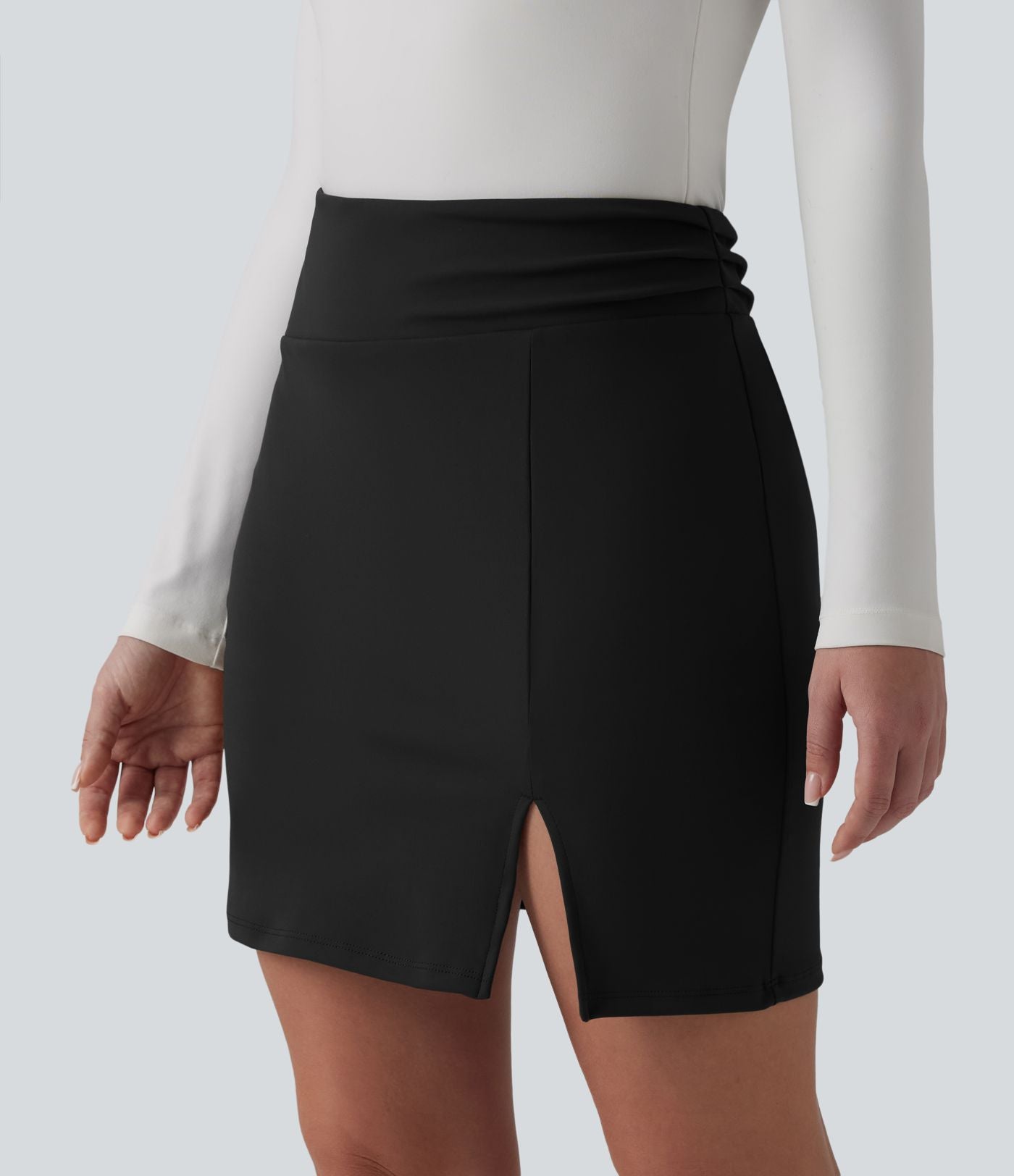 Jupe mini moulante 2-en-1 de travail DayStretch taille haute