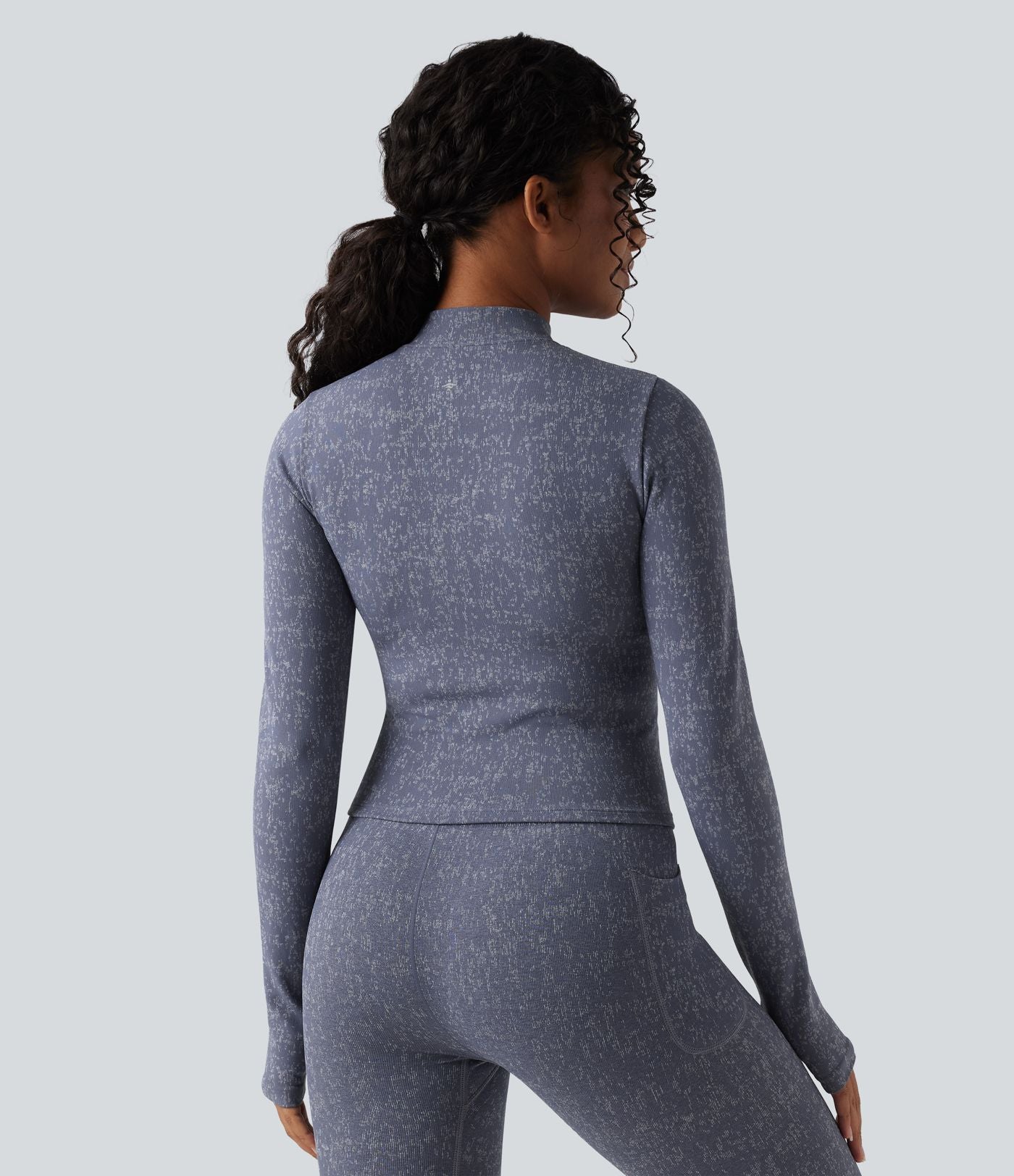 Veste de yoga OneForm Seamless Flow à manches longues avec zip et passage de pouce