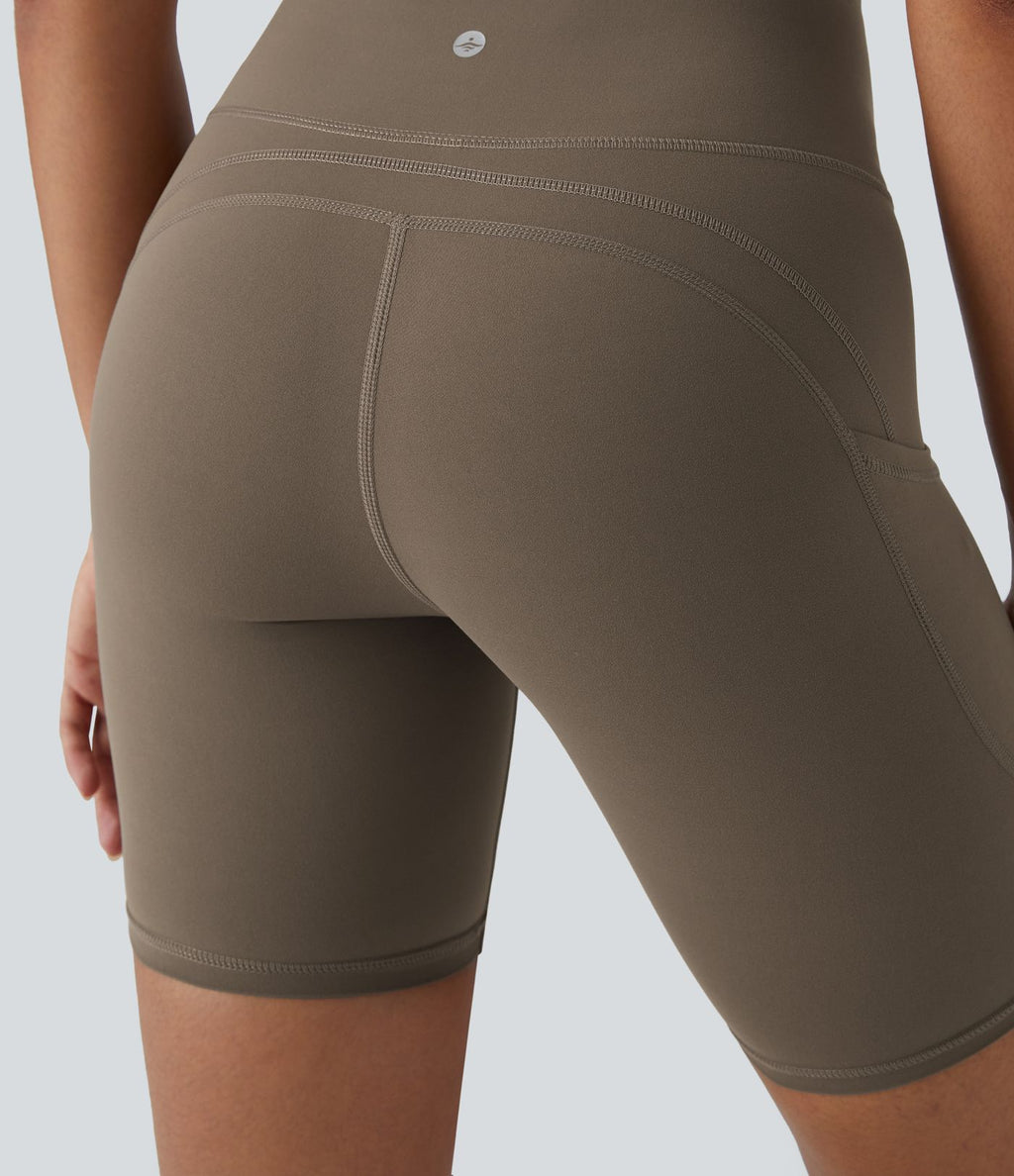 UltraSculpt Short 17,5cm Biker Running Taille Haute avec Poches Latérales