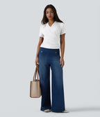 Blouse col V manches courtes pour le bureau