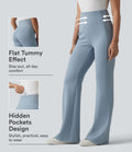 Pantalon évasé casual SpacerTek™ taille haute gainant en maille côtelée à poche