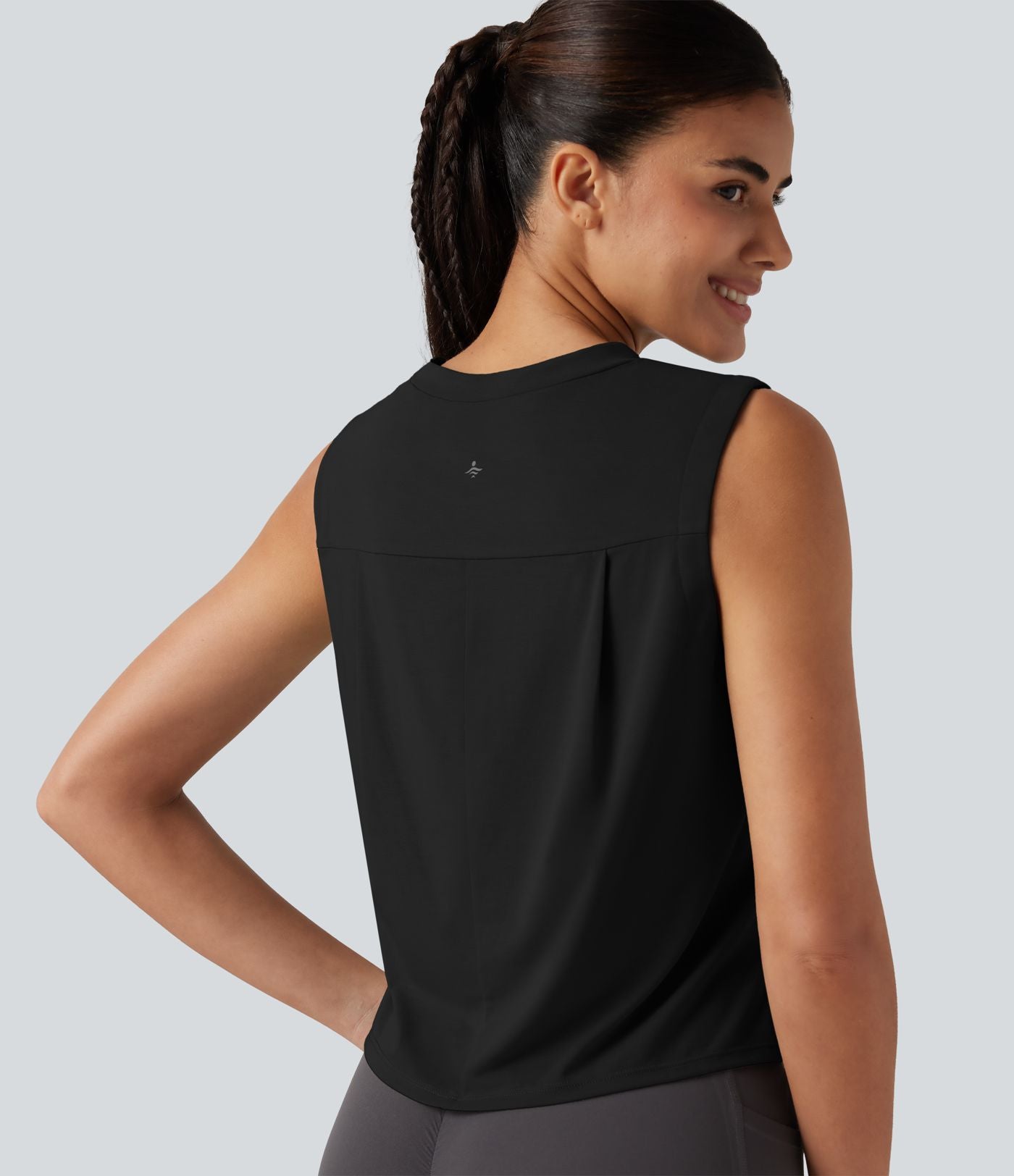 Débardeur de sport, col rond, ourlet asymétrique haut-bas, séchage rapide