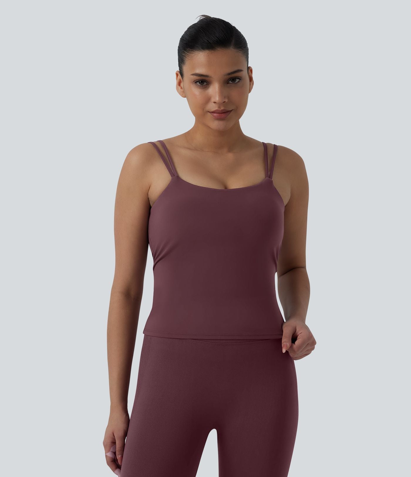 Débardeur court yoga dos nu torsadé doubles bretelles Halara UltraSculpt™ - Longueur allongée