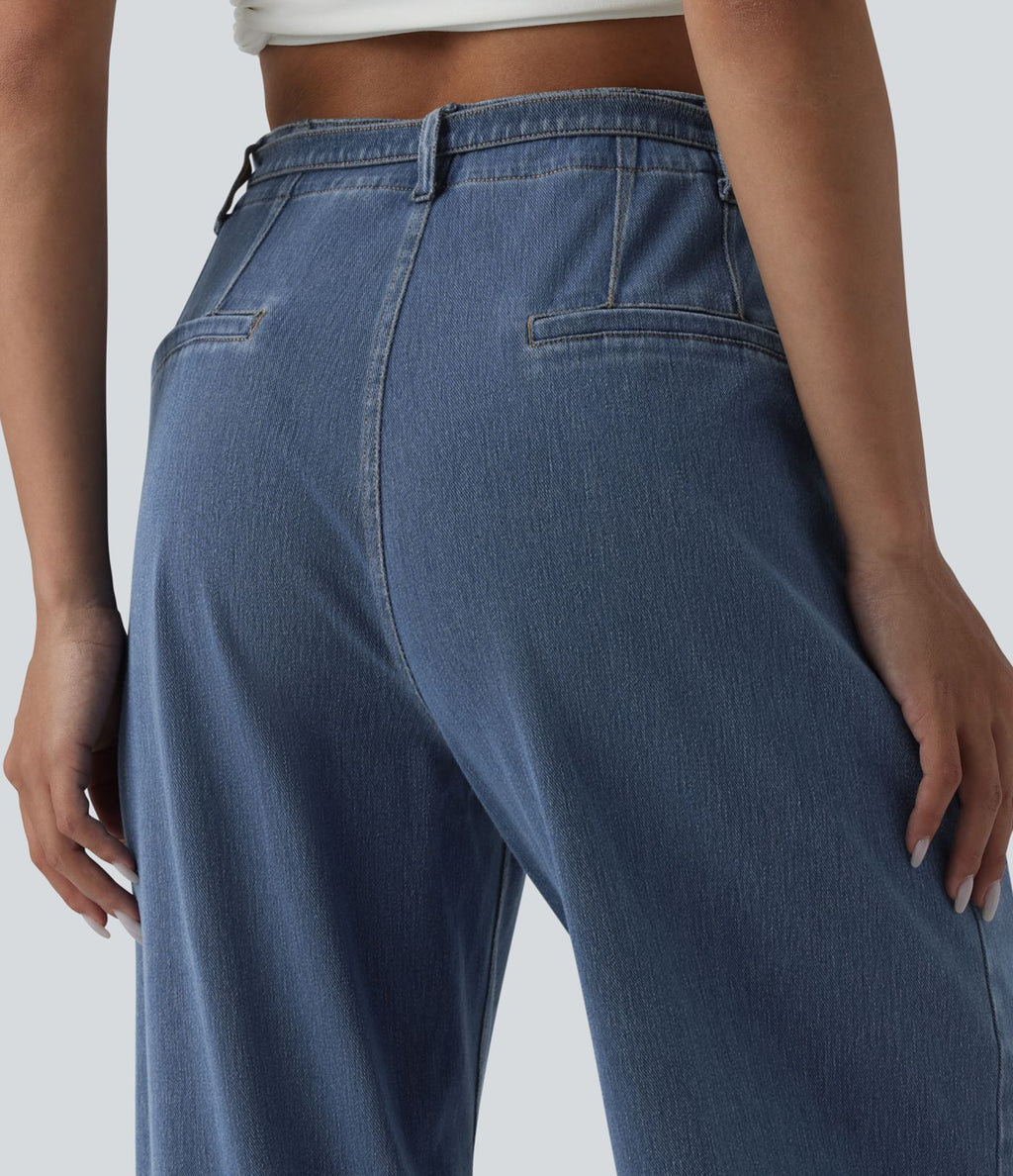 Jean large Halara Flex™ casual taille haute avec ceinture et poches