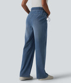 Halara Flex™ Jean de maternité ample décontracté à taille haute croisée avec cordon de serrage ajustable et poches