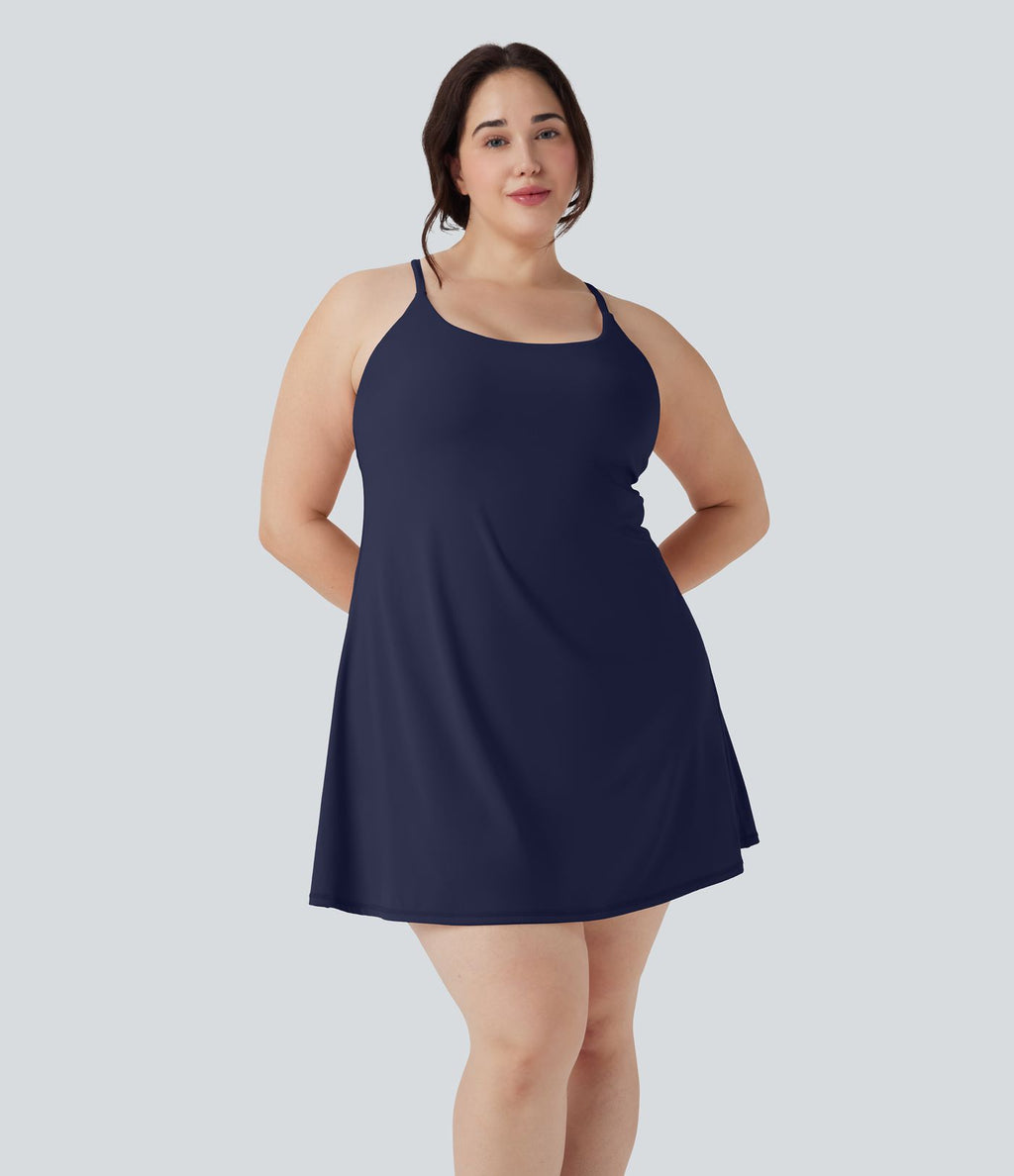 Robe de sport grande taille dos nu Softlyzero™ Plush - longueur rallongée - Easy Peasy Edition