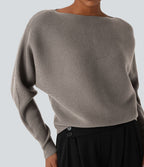 Pull décontracté col bateau manches chauve-souris