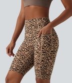 Short cycliste d'entraînement taille haute gainant effet push-up imprimé léopard 23 cm Halara UltraSculpt™ avec poches