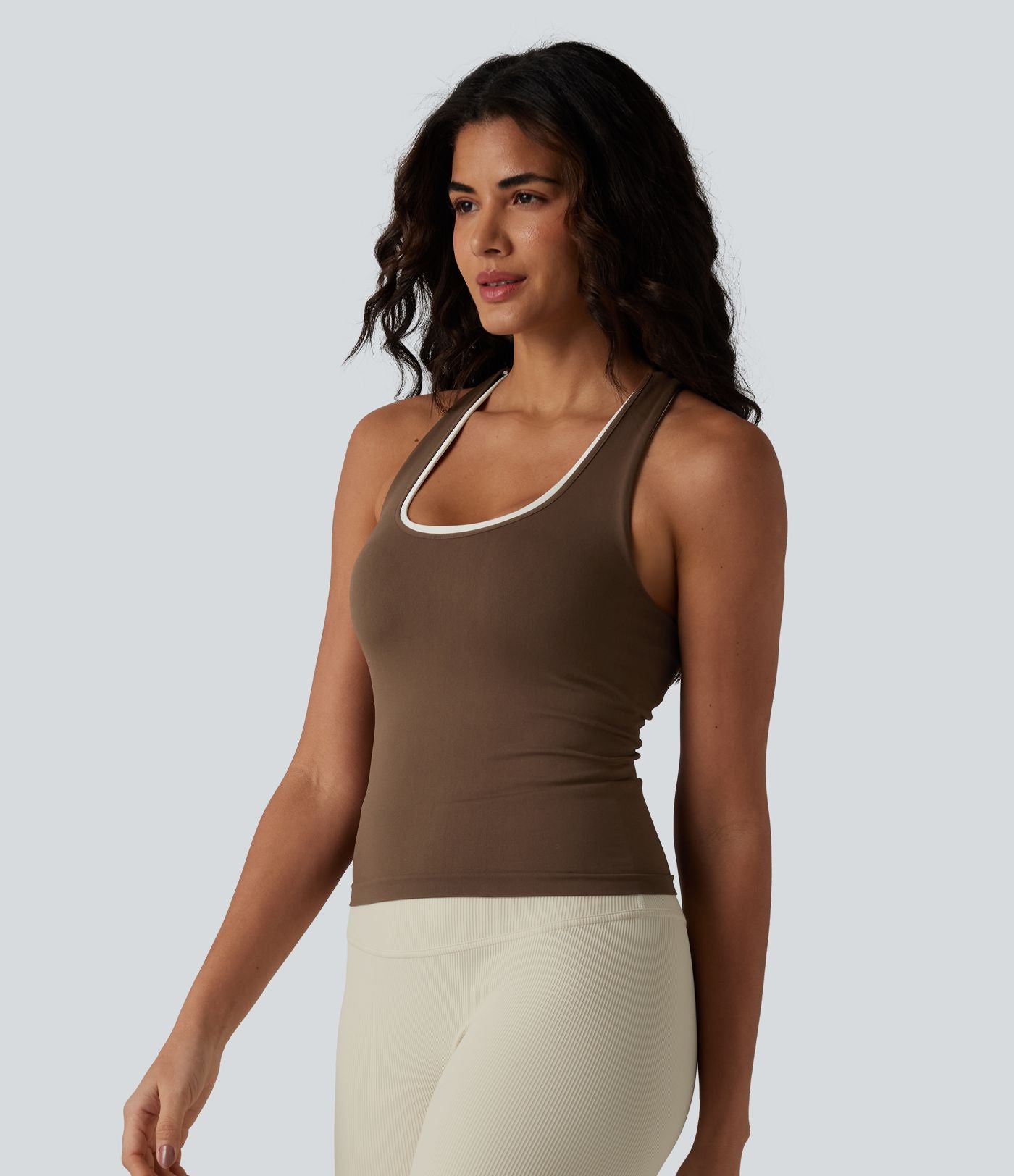 Débardeur de yoga OneForm Seamless Flow, col U, brassière intégrée, color block