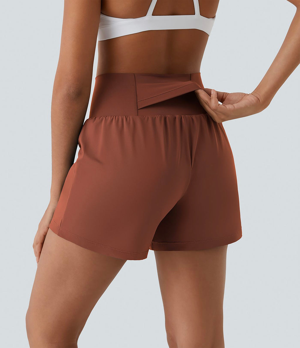 Short yoga 2-en-1 SoftlyZero™ Airy effet frais InstantCool taille très haute 12,5 cm avec poches, longueur allongée