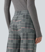 Pantalon tailleur Halara Flex™ à carreaux taille haute coupe droite avec poches