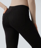Halara Flex™ Pantalon tailleur évasé à rayures taille haute avec poches
