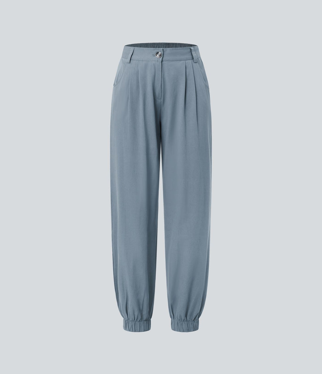 Joggings décontractés à taille mi-haute avec poches