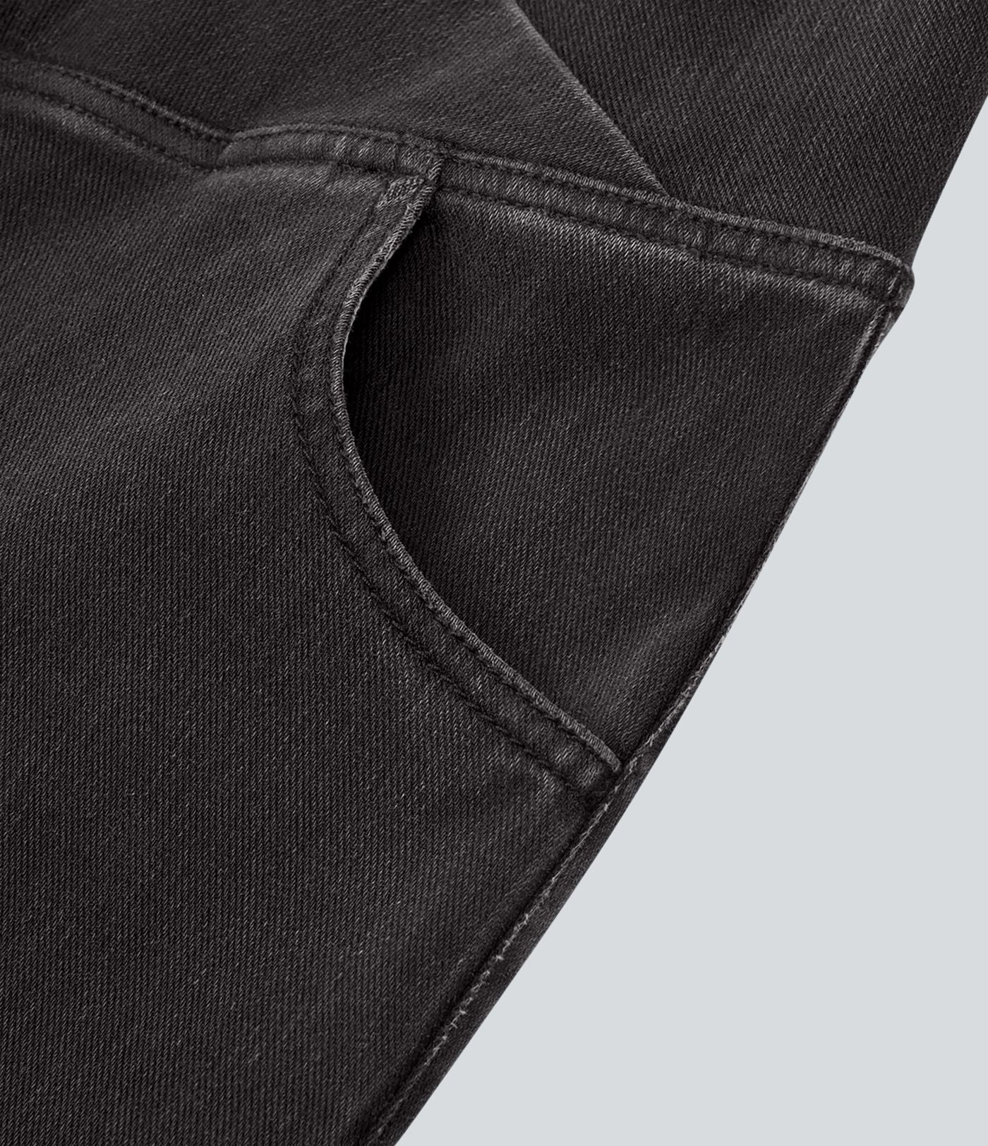 Halara Flex™ - Jean Ultra Evasé Tricot Extensible Lavé Poches Croisées Taille Haute