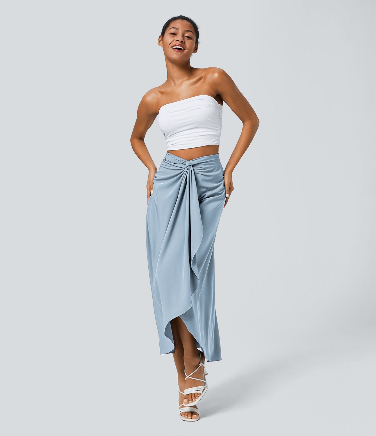 Jupe fluide de Vacances Breezeful™ Séchage Rapide Taille Haute Dos Noué Torsadé