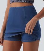 Halara Flex™ Skort micro-court en denim taille haute coupe trapèze