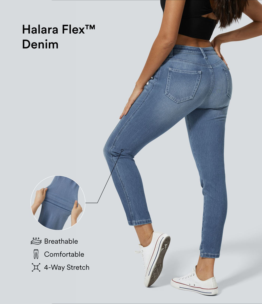 Jean skinny 7/8 décontracté taille basse Halara Flex™ avec poches zippées