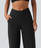 Pantalon de yoga Halara UltraSculpt™ taille haute, coupe droite et croisée, avec poches